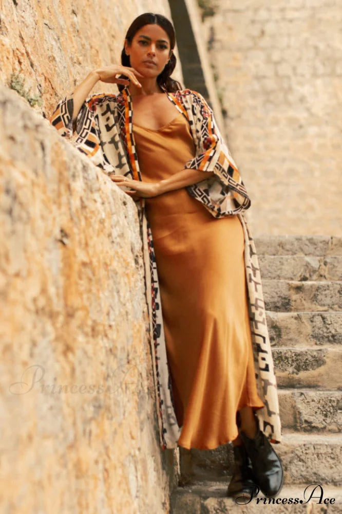 Boho Tie Stylish Dye Kimono Blouse Free Size / 5#