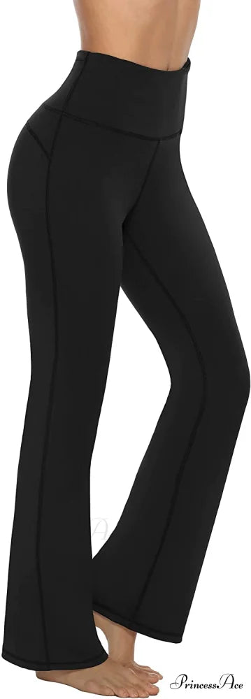 Bootcut High Waist Workout Bootleg Yoga Pants Black1 / Large