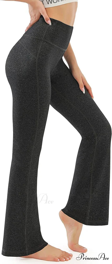 Bootcut High Waist Workout Bootleg Yoga Pants Charcoal Gray / Large
