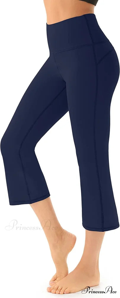 Bootcut High Waist Workout Bootleg Yoga Pants True Navy / Large