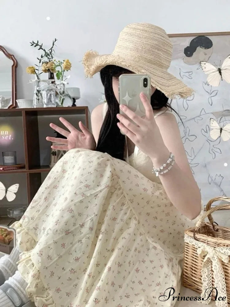 Botanical A-Line Mid-Calf Elevated Waist Skirt skirt-250126