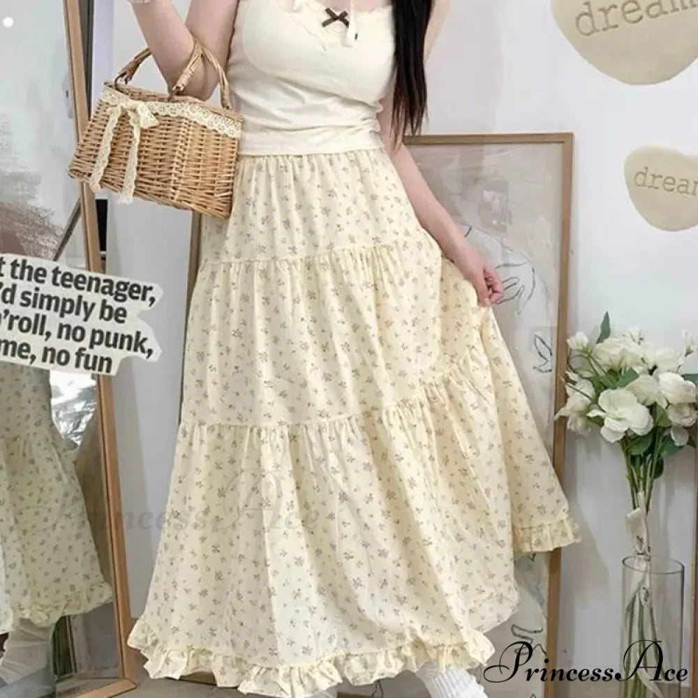 Botanical A-Line Mid-Calf Elevated Waist Skirt xingse / M skirt-250126