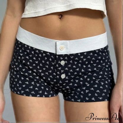 Botanical Button Elastic Lounge Short short-250223