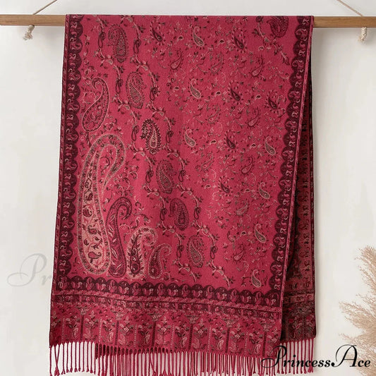 Botanical Cashmere Cover Winter Wrap red 2 scarf-241228