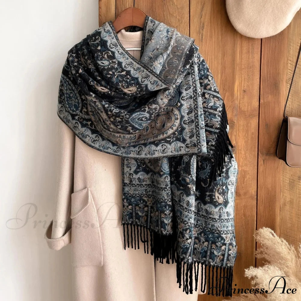 Botanical Cashmere Cover Winter Wrap scarf-241228