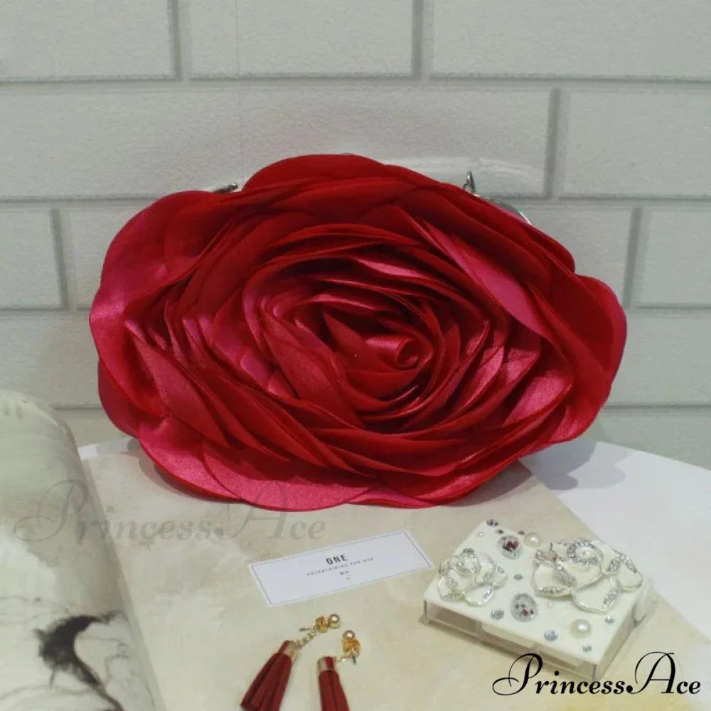 Botanical Design Evening Bag Wedding Chain Clutch Bag Red clutchbag-250126