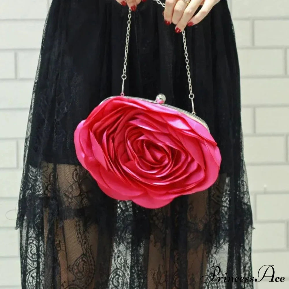 Botanical Design Evening Bag Wedding Chain Clutch Bag RoseRed clutchbag-250126
