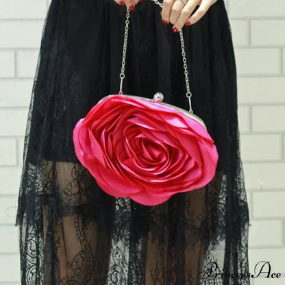 Botanical Design Evening Bag Wedding Chain Clutch Bag RoseRed clutchbag-250126