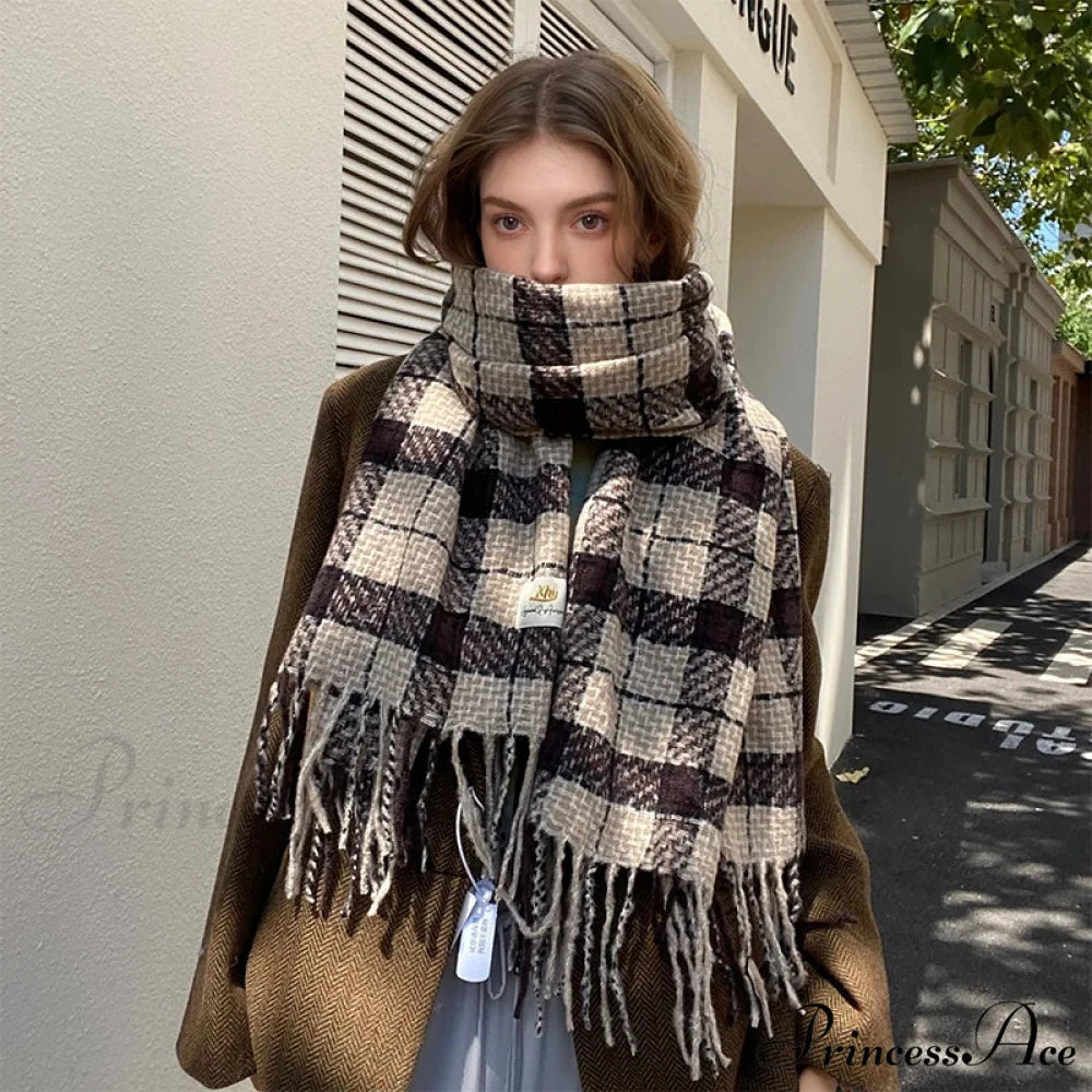 Botanical Pattern Cashmere Wrap Scarf black scarf-241228