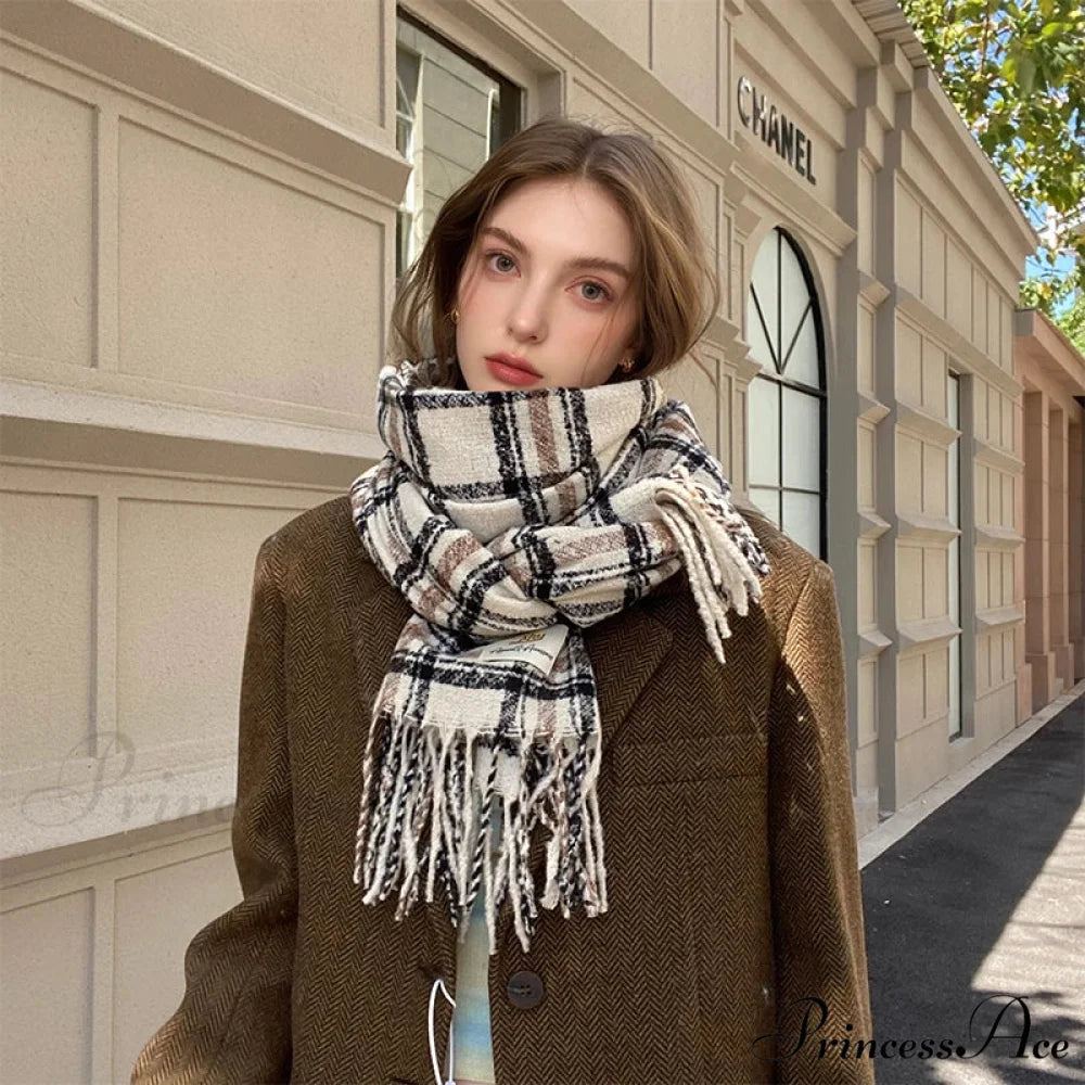 Botanical Pattern Cashmere Wrap Scarf coffee scarf-241228