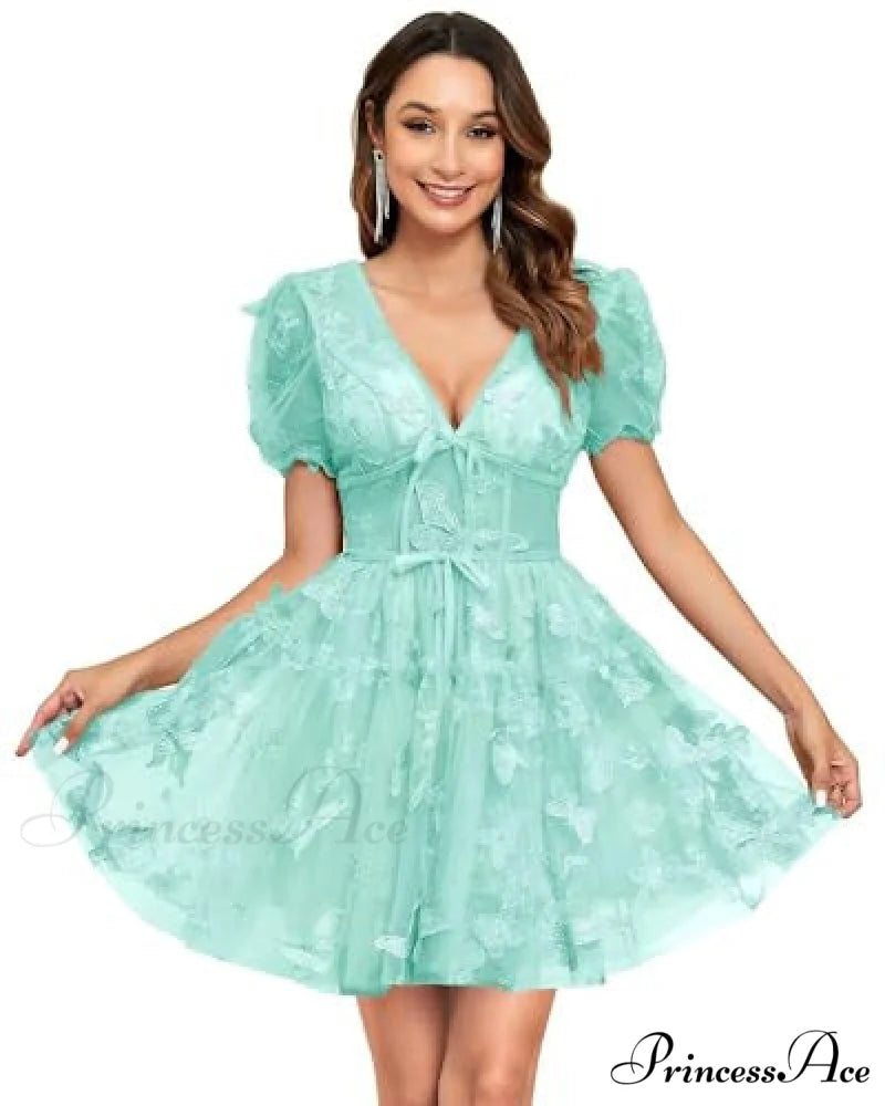 Botanical Plunging Neckline Brief Wedding Gown blue3 / US 2 weddingdress-250223