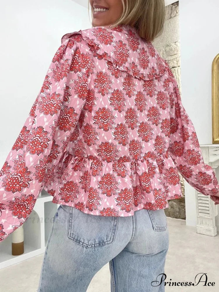 Botanical Puppet Collar Bind Blouse blouse-250223