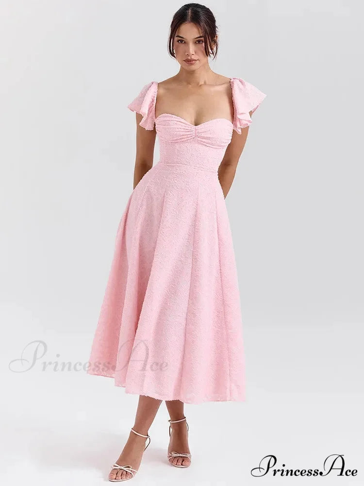 Botanical Waist Tie A-line Holiday Dress vacationdress-250223