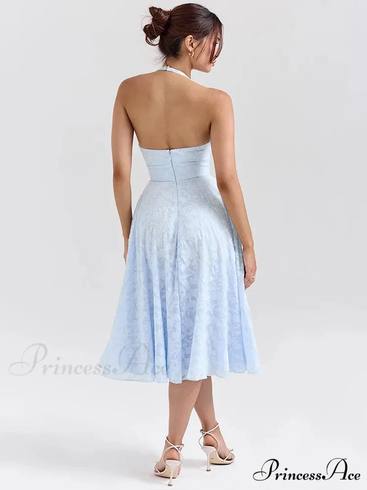 Botanical Waist Tie A-line Holiday Dress vacationdress-250223