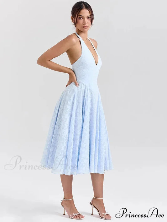 Botanical Waist Tie A-line Holiday Dress vacationdress-250223