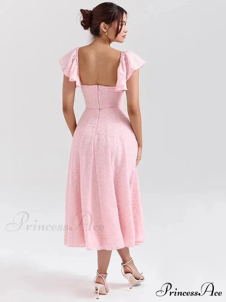 Botanical Waist Tie A-line Holiday Dress vacationdress-250223