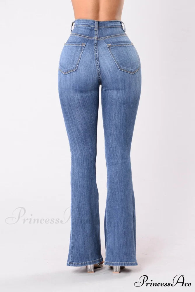 Bottom Denim 2024 Waist Flare Warm-Season Sexy Jean Push Bell Lady Women for Trousers High Pants Skinny Up Jeans Spring