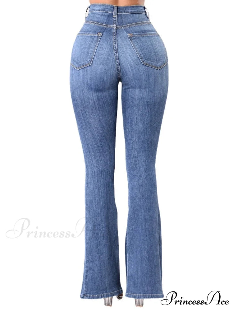 Bottom Denim 2024 Waist Flare Warm-Season Sexy Jean Push Bell Lady Women for Trousers High Pants Skinny Up Jeans Spring