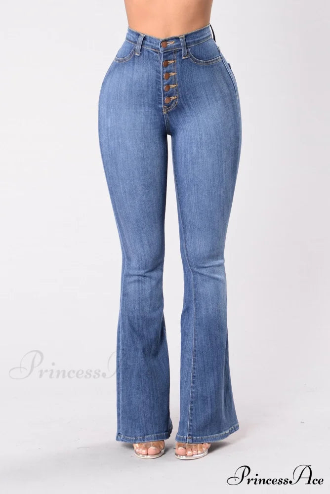 Bottom Denim 2024 Waist Flare Warm-Season Sexy Jean Push Bell Lady Women for Trousers High Pants Skinny Up Jeans Spring