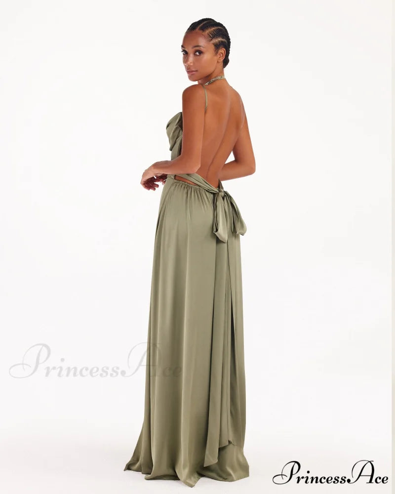Boudoir Olive Stylish Silk Slip Dress M / Olive