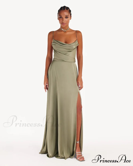 Boudoir Olive Stylish Silk Slip Dress XS / Olive