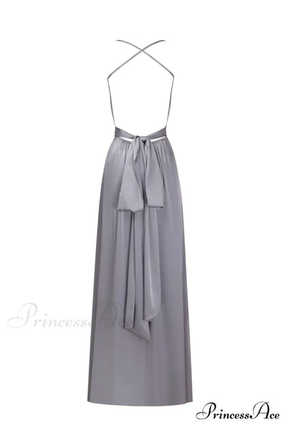 Boudoir Silver Stylish Silk Slip Dress S / Silver