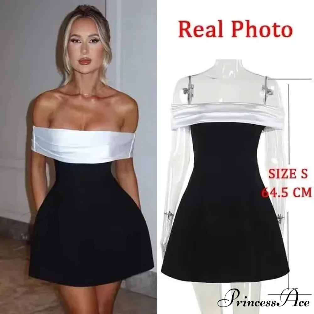 Bow Backless Strapless Party Dress Black4 / XS