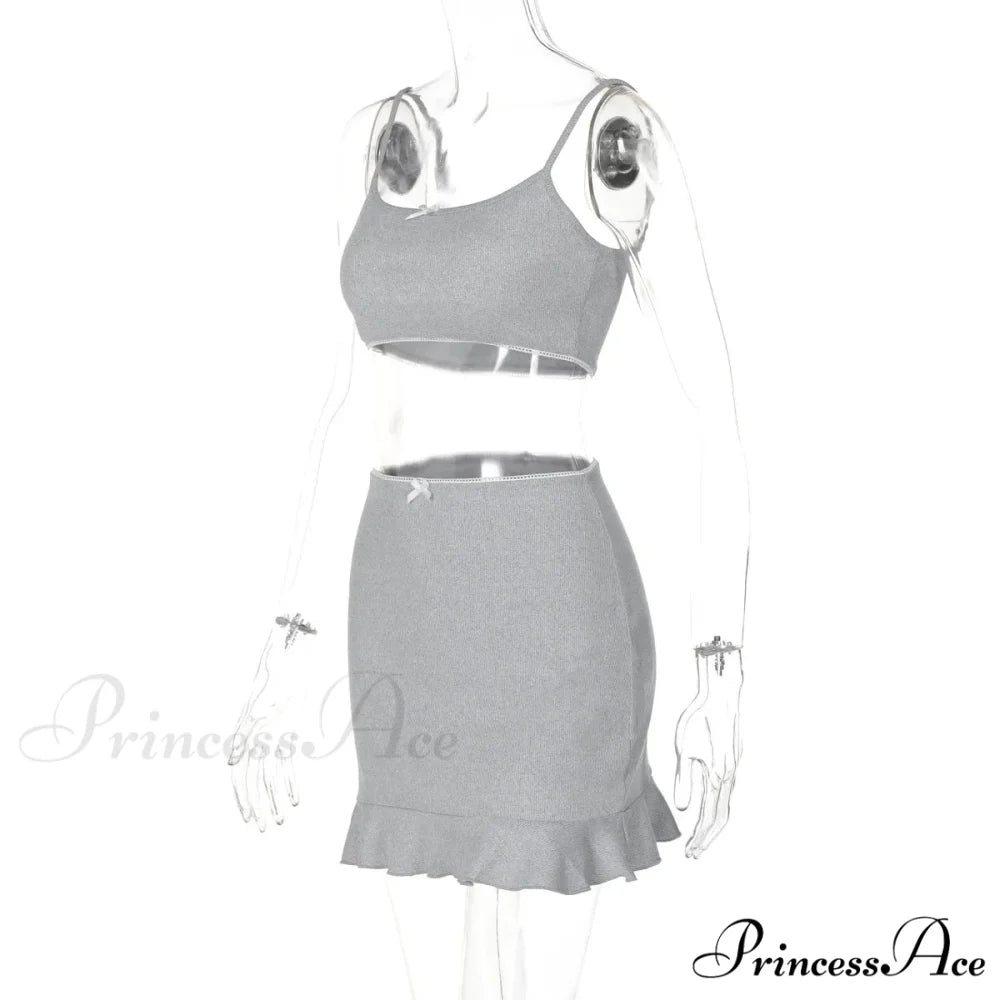 Bow Bralette And Charming Mini Skirt Set
