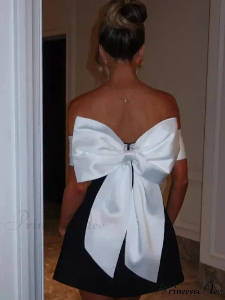 Bow Decoration Mini Party Dress
