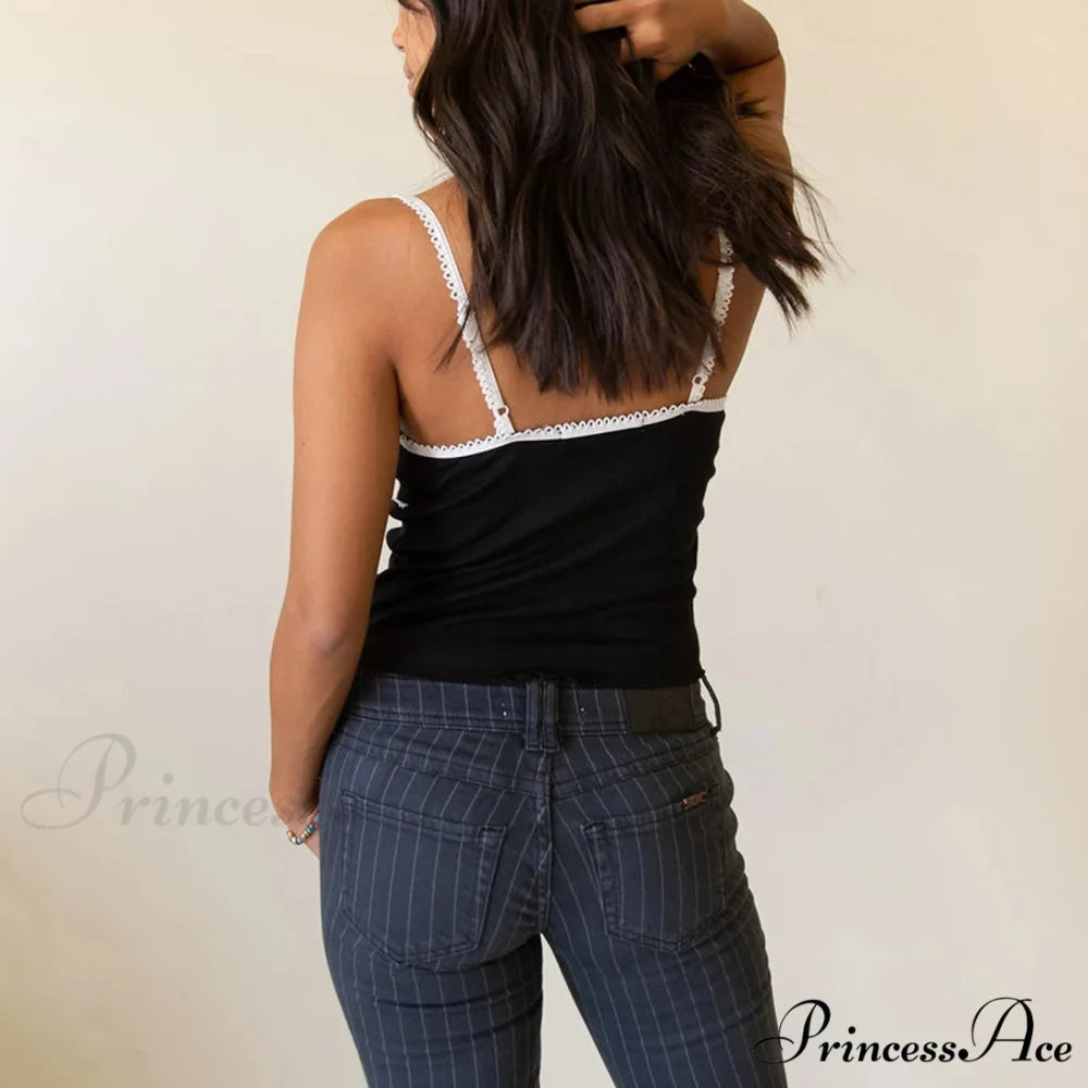 Bow Deep V-Neck Spaghetti Crop Top croptop-250223