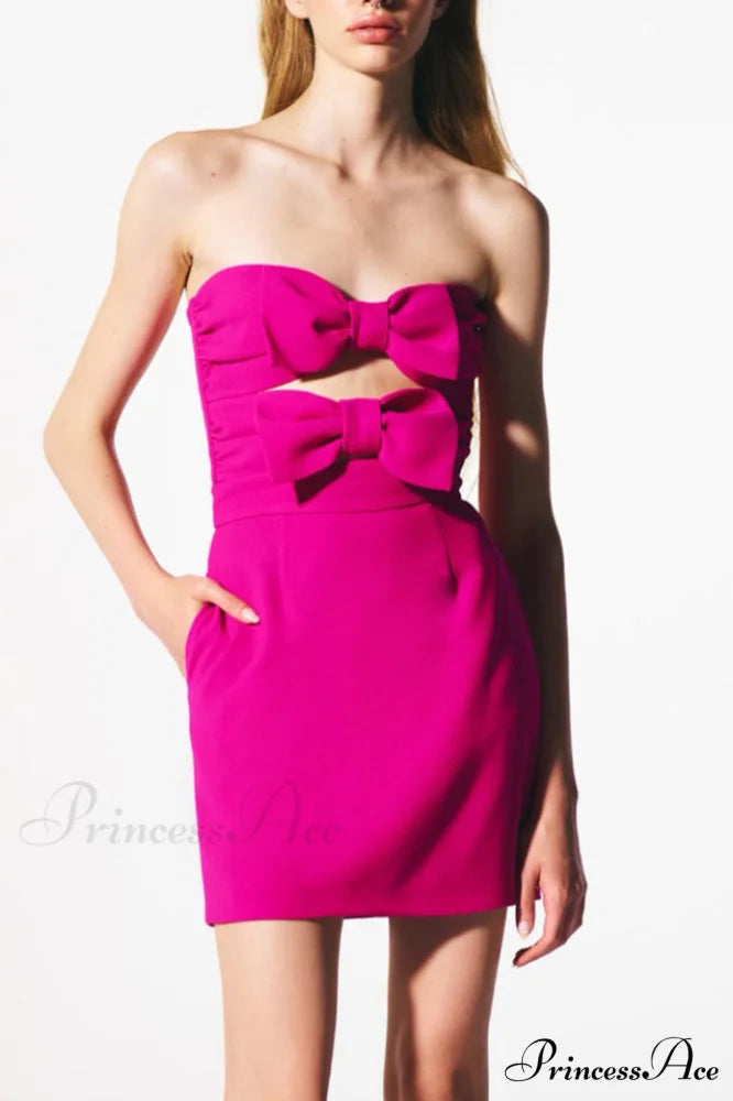 Bow Detailed Stylish Mini Dress