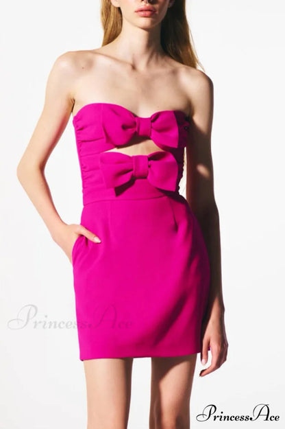 Bow Detailed Stylish Mini Dress