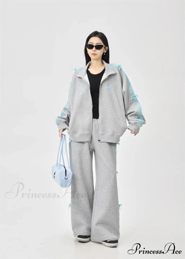 Bow Elegant Tracksuit Set 02-Pants and Tops / L