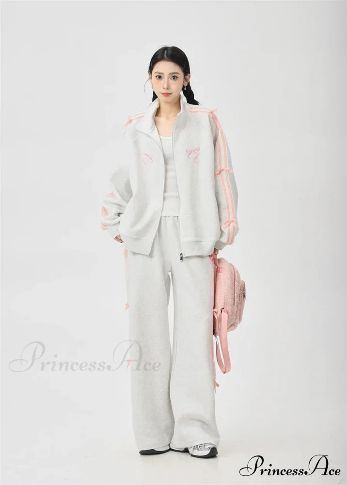 Bow Elegant Tracksuit Set 03-Pants and Tops / L
