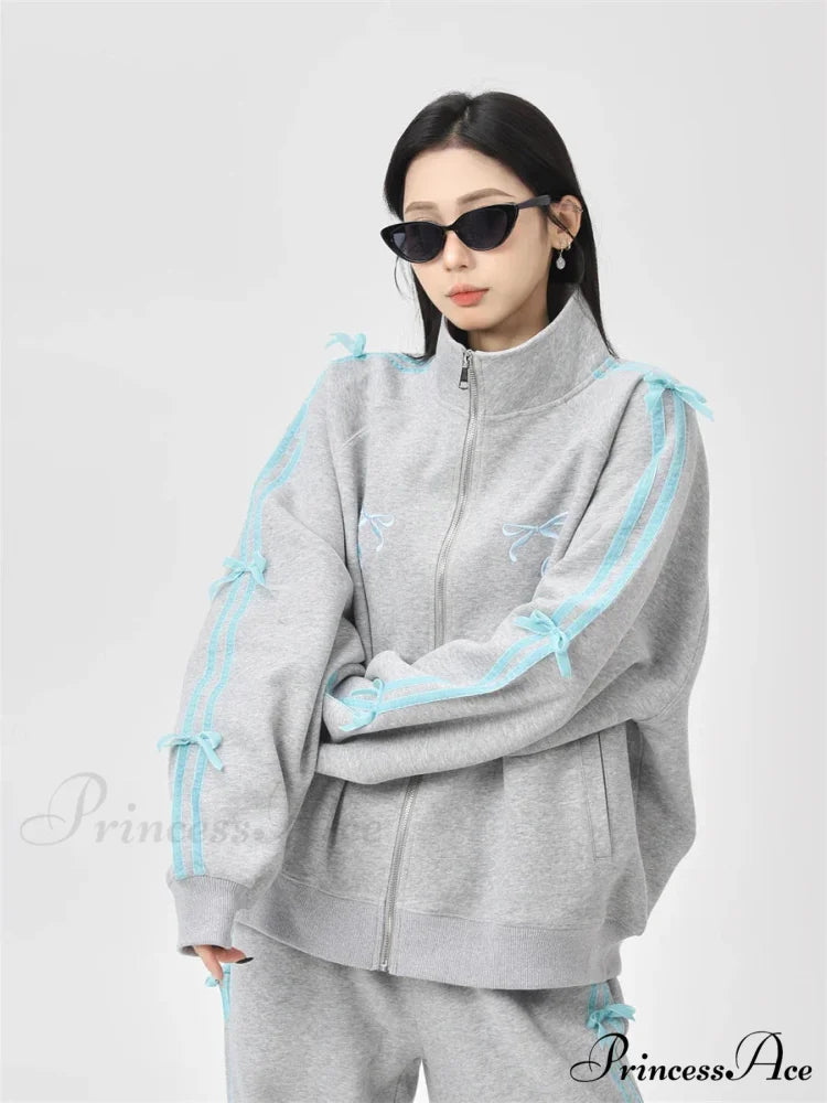 Bow Elegant Tracksuit Set 06-Tops / L