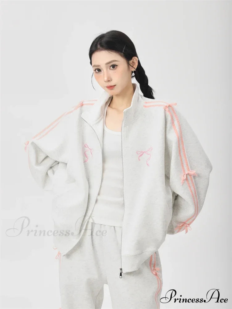 Bow Elegant Tracksuit Set 08-Tops / L