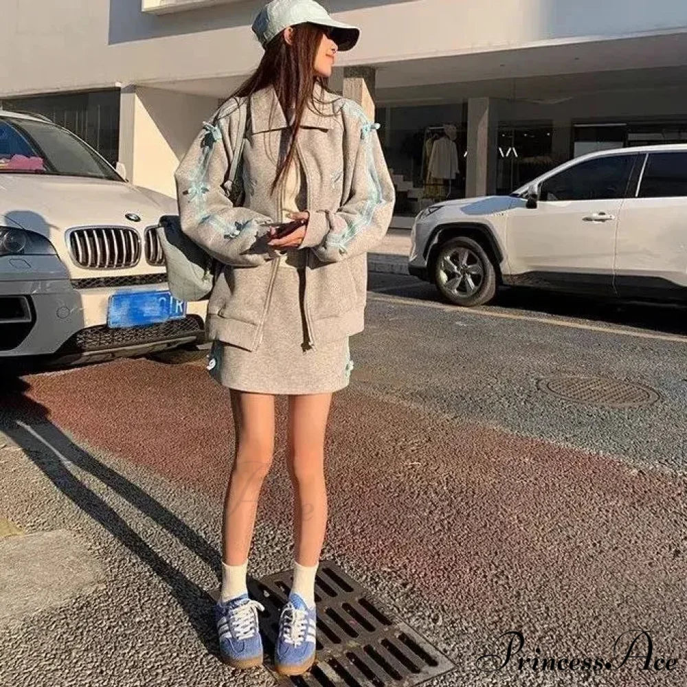 Bow Elegant Tracksuit Set 11-Skirts and Tops / L