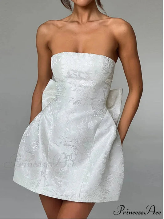 Bow Knot Open-Back Short Dress minidress-250223