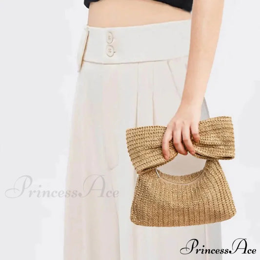 Bow Purse Straw Grip Wristlet wristlet-250126