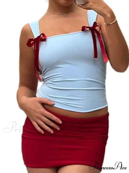 Bow Spaghetti Graceful Strap Sweet Dress