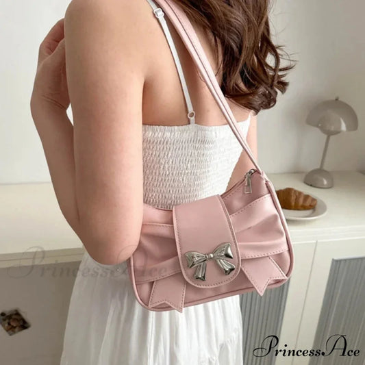 Bow Synthetic Leather Informal Shoulder Purse shoulder-250126
