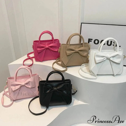 Bow Synthetic Leather Solid Underarm Purse handbag-250126