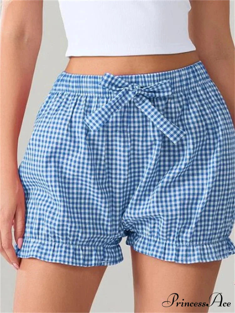 Bow Tartan Spots Bloomer Short blue / S short-250223