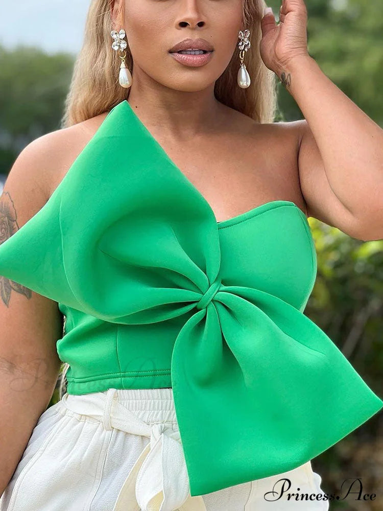 Bow Tie Graceful Cropped Tank Top Green / S