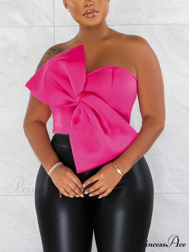 Bow Tie Graceful Cropped Tank Top Rose / S