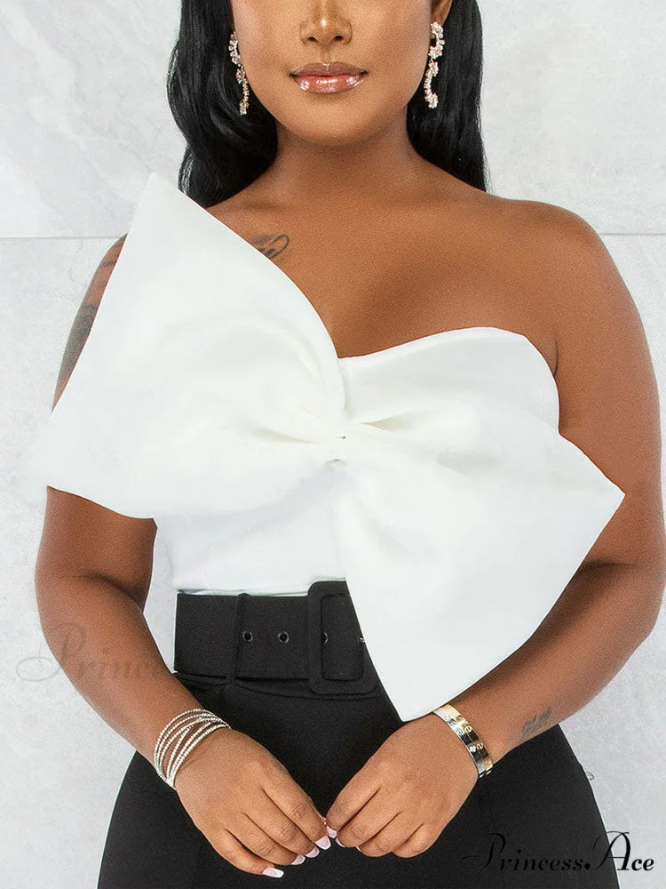 Bow Tie Graceful Cropped Tank Top White / S