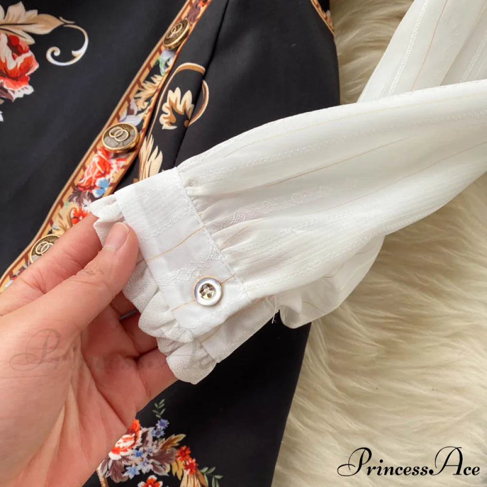 Bow Top and Elegant with for White Flower Overalls Vest Irregular Piece Gown Gown V-Neck Neckline Design Set Blouse 2