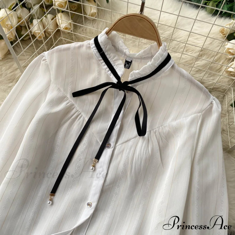 Bow Top and Elegant with for White Flower Overalls Vest Irregular Piece Gown Gown V-Neck Neckline Design Set Blouse 2