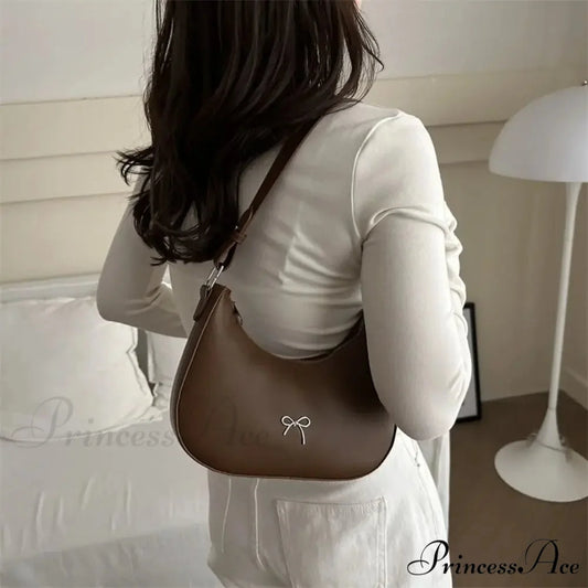 Bowknot Solid Synthetic Leather Shoulder Bag shoulder-250126