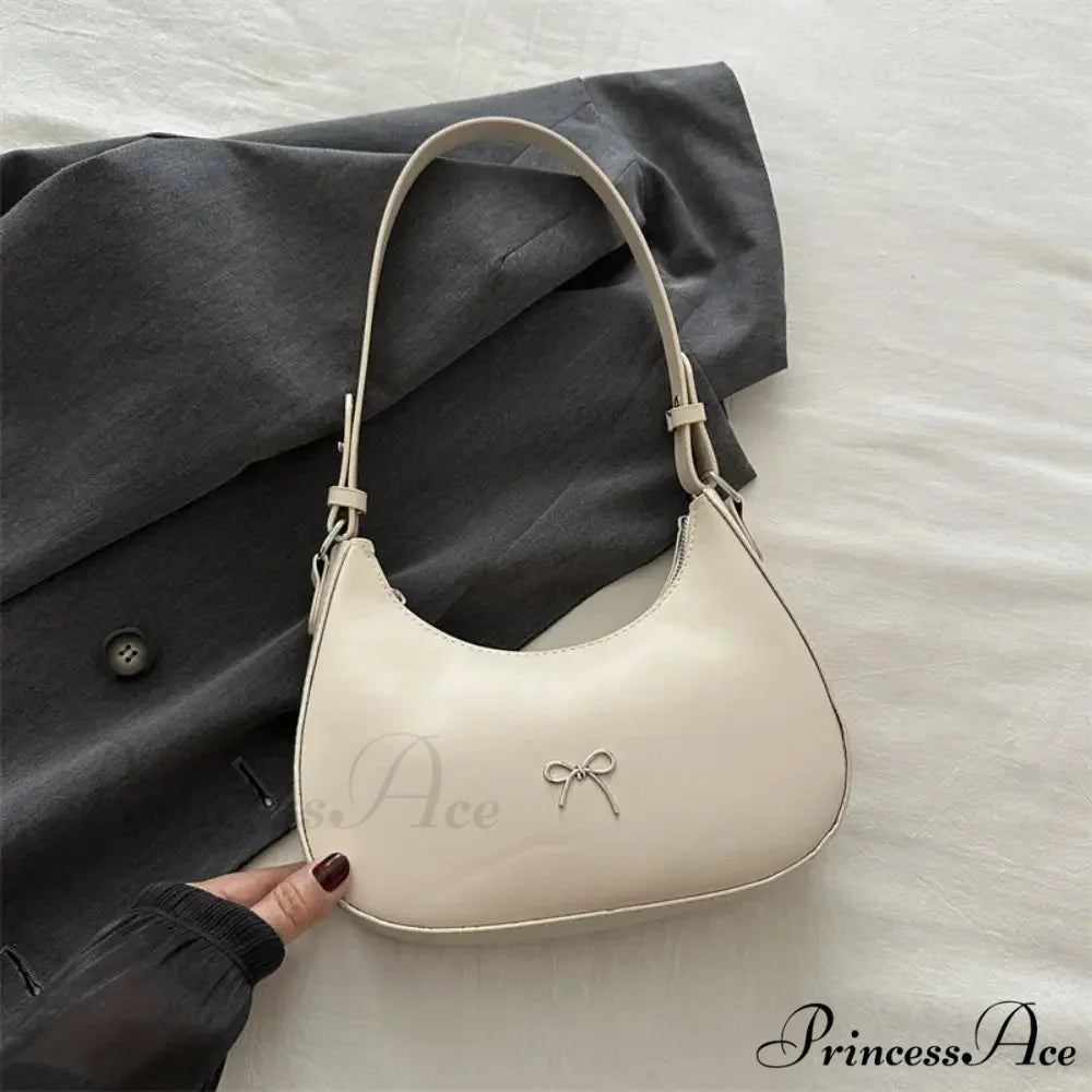 Bowknot Solid Synthetic Leather Shoulder Bag color2 shoulder-250126